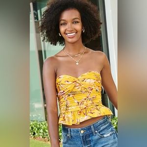 Express Floral Twist Front Peplum Top